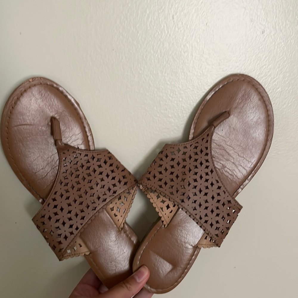 New York & Company Brown Slip On Sandals Size 8.5